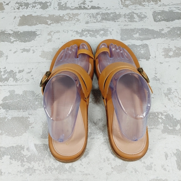 Cole Haan Abbie Tan Leather Slide Buckle Toe Strap Sandal M597 - Picture 6 of 11